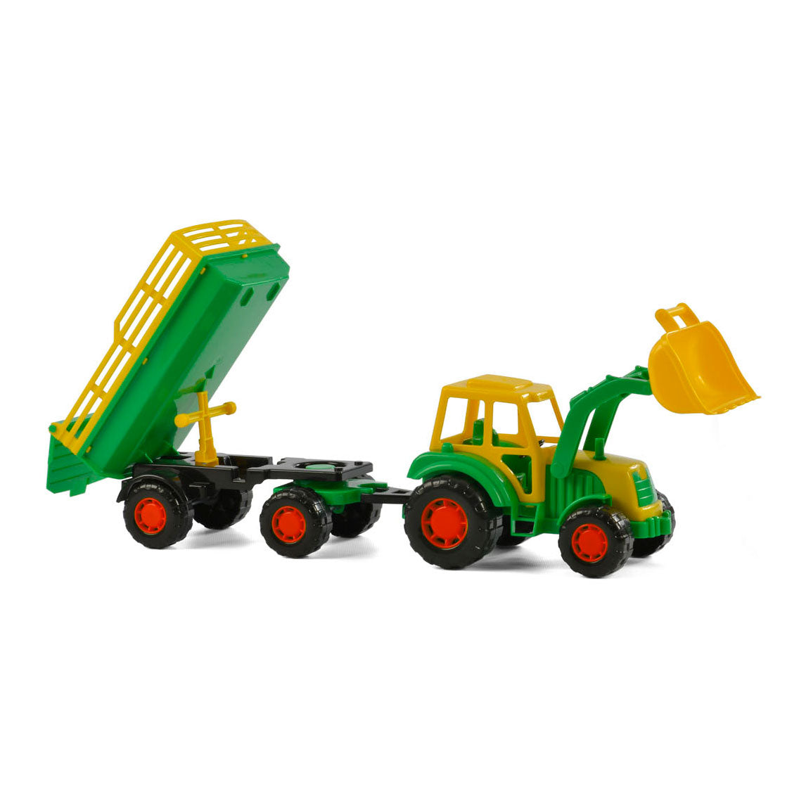 Cavallino tractor with front loader and trailer green