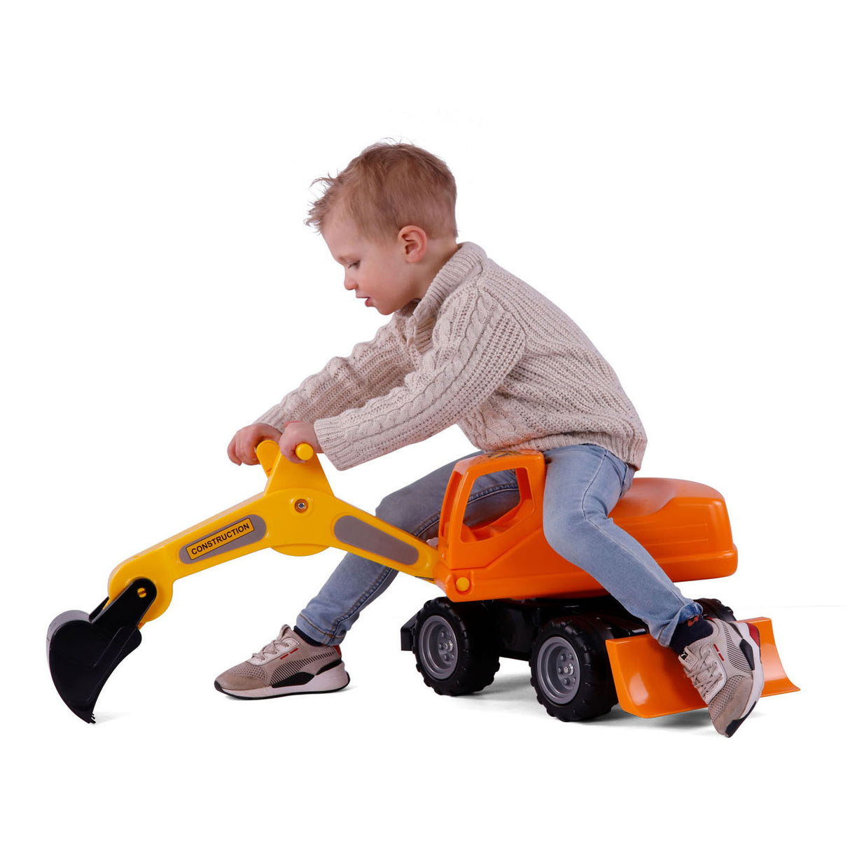 Cavallino megakaivinkone kävelyauto oranssi, 79cm