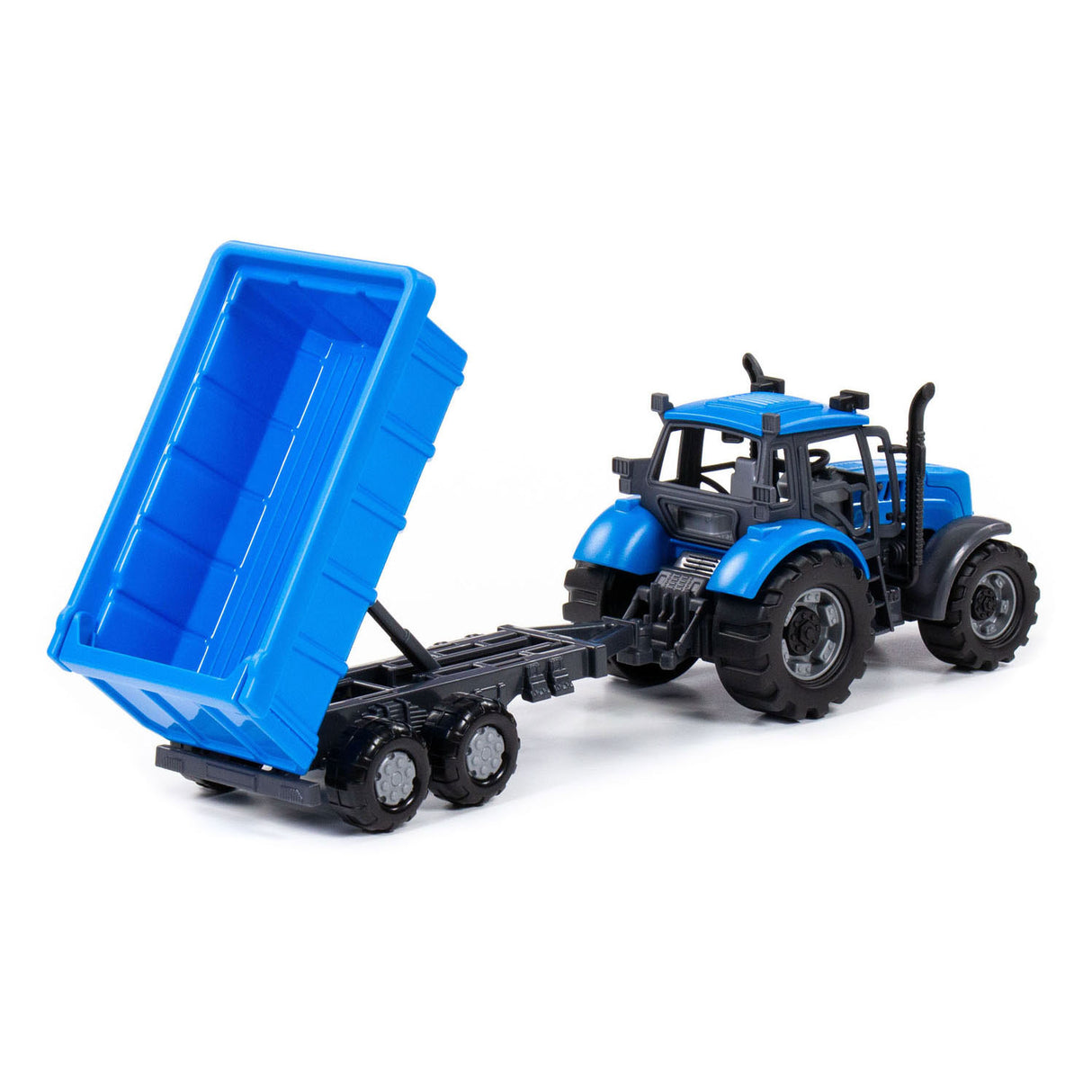 Cavallino tractor with tipping truck trailer blue, scale 1:32