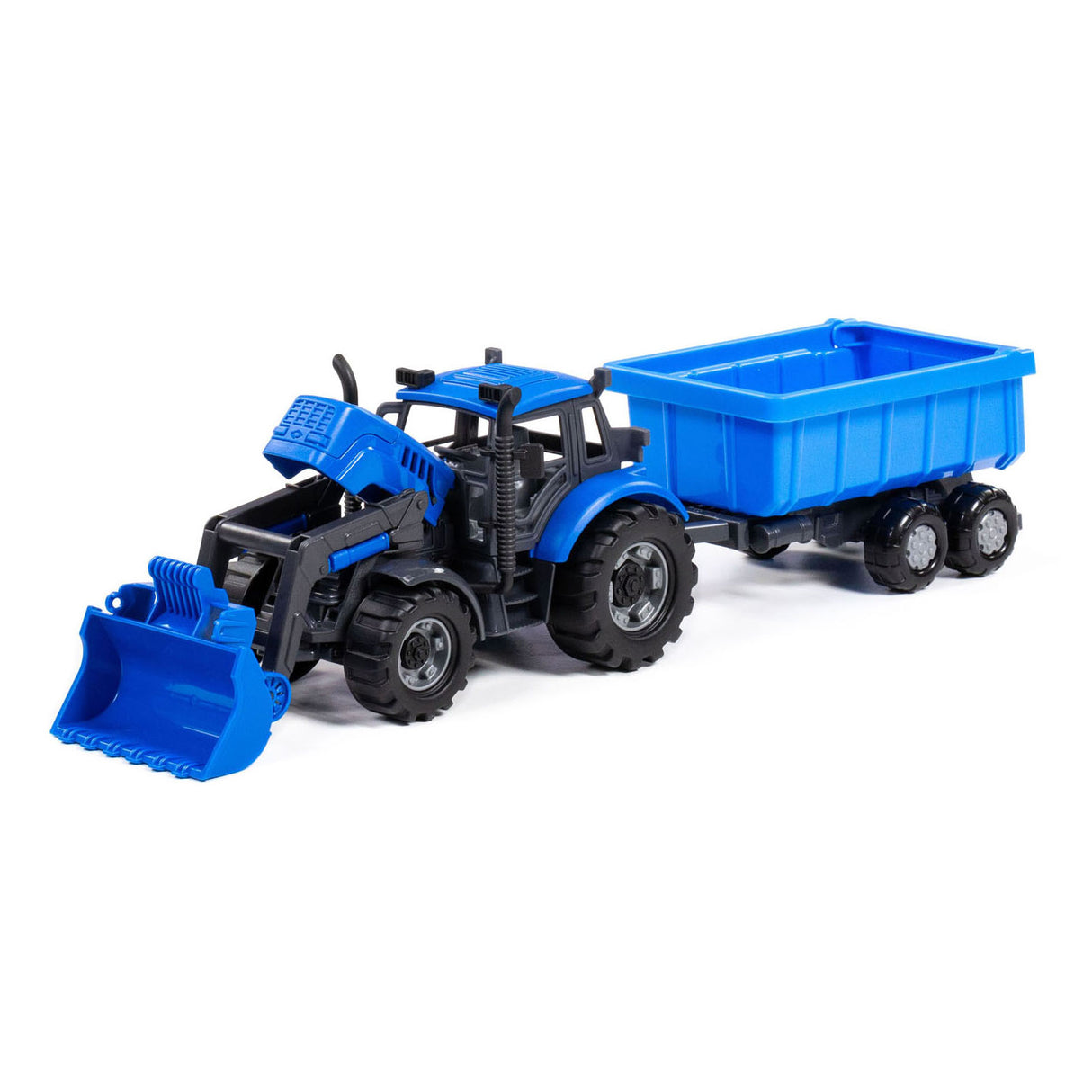Cavallino Tractor con caricatore e sostenitore che ribalta il camion blu, scala 1:32