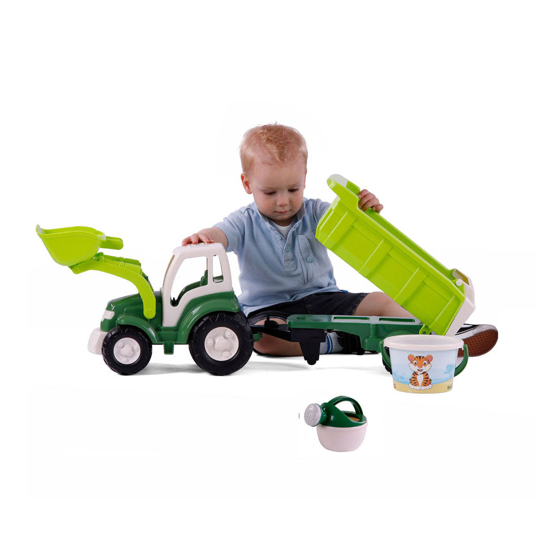 Cavallino XL Tractor Verde com trailer de inclinação e conjunto de baldes, 9dlg.