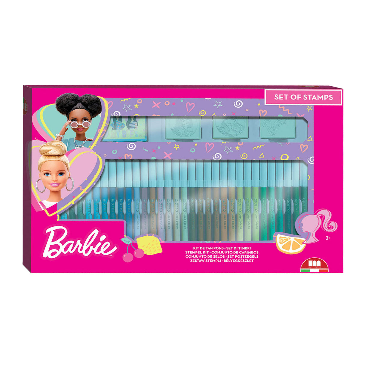 Multiprint Barbie barvni komplet z žigi, 41dlg.