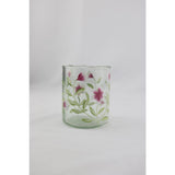 Mansion atmosphere vaas glas met roze bloemen 9x9x11cm