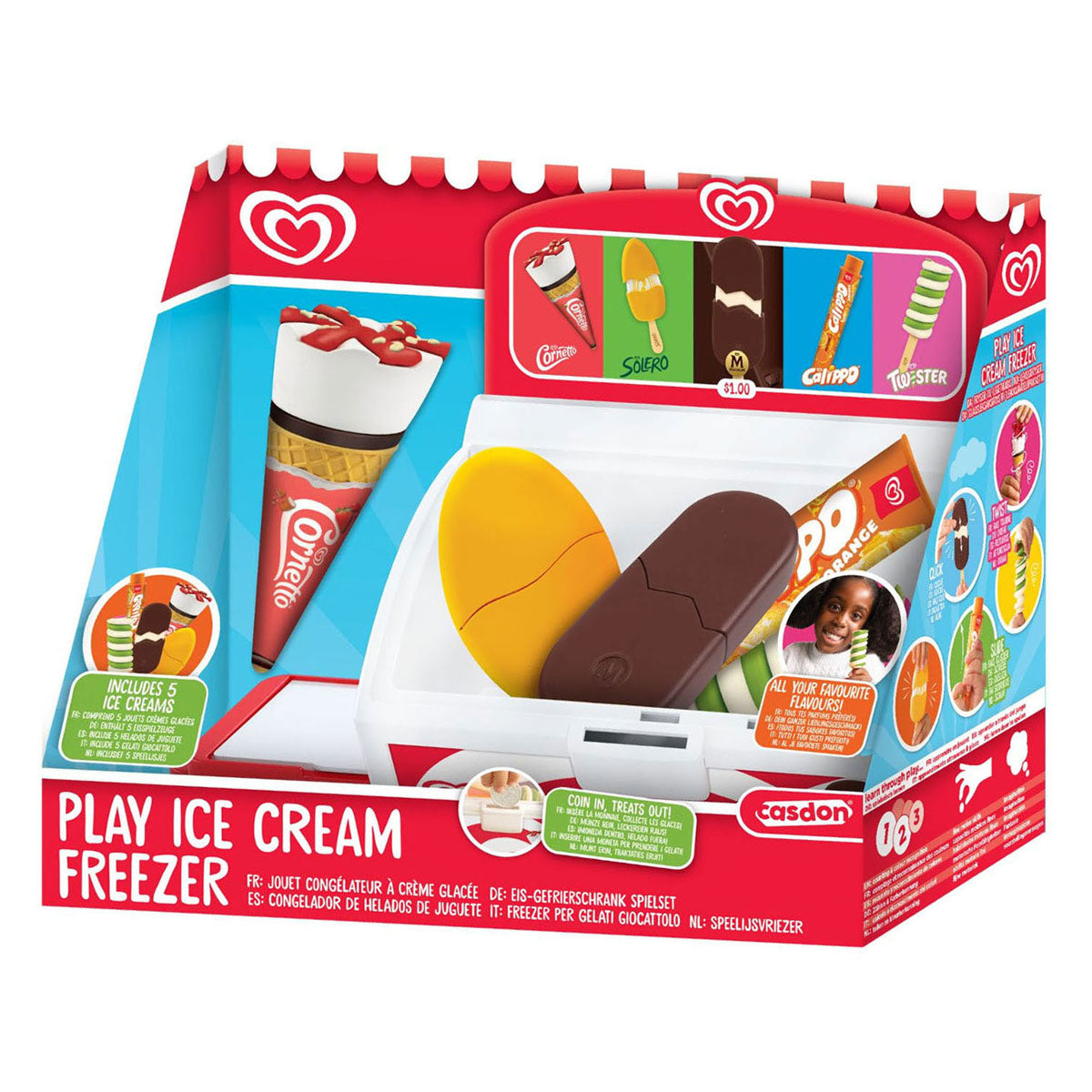 Casdon Play Ice Cream Freezer with 5 Ice Creams