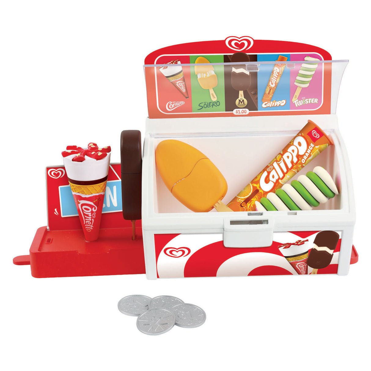 Casdon Play Ice Cream Freezer with 5 Ice Creams