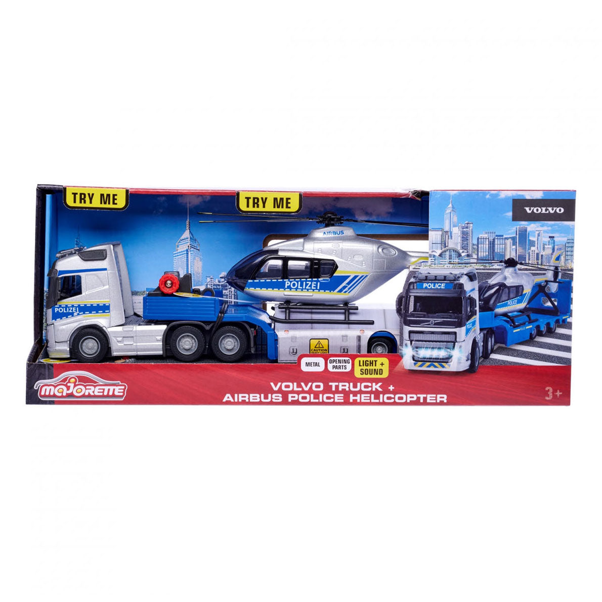 Caminhão Volvo Majorette com Polícia de Helicóptero