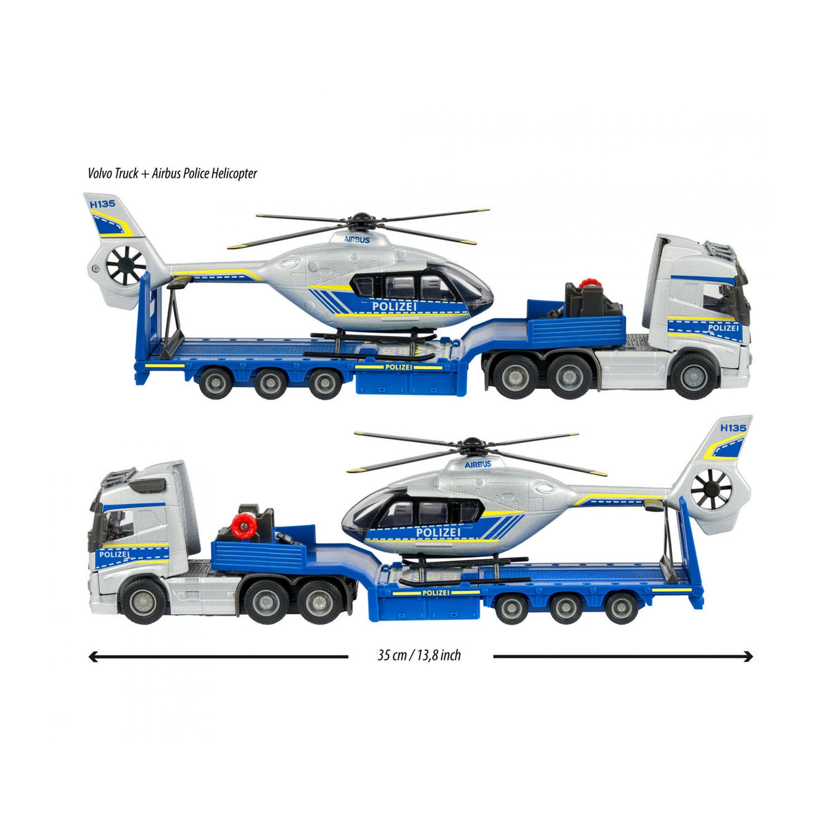 Caminhão Volvo Majorette com Polícia de Helicóptero