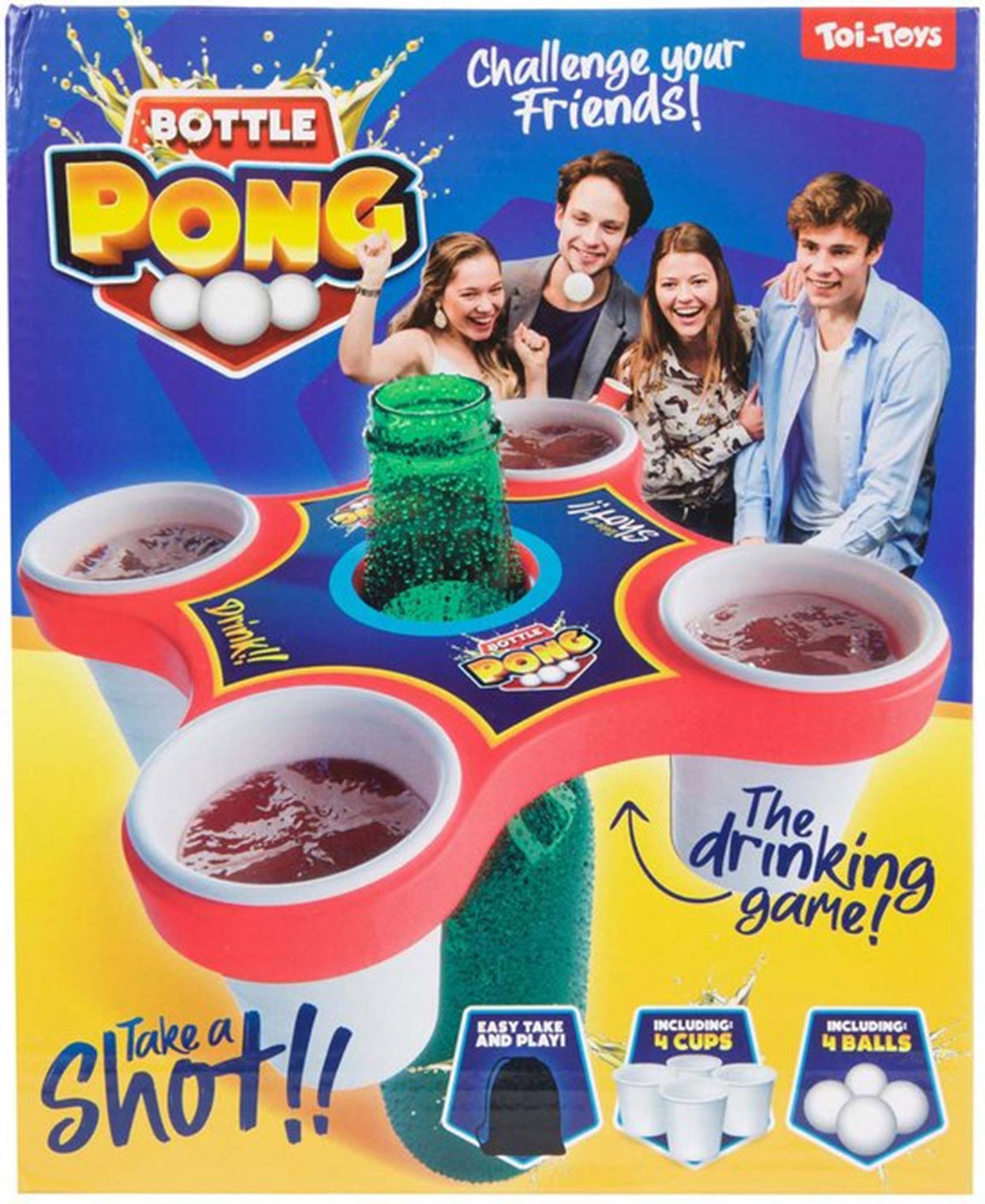 Toi-toys juego pong hero con 4 bolas y 4 vasos