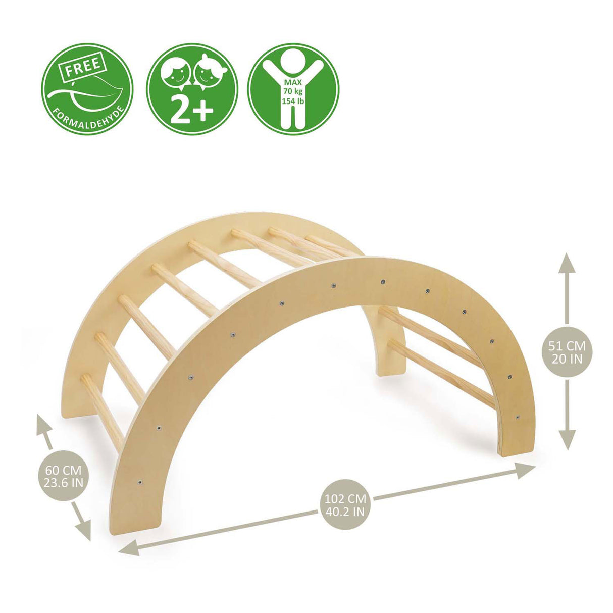 Houten boogklimmen 2-in-1