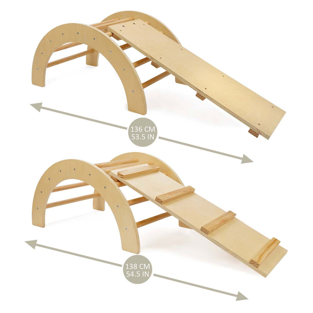 Houten klimboog met glijbaan set