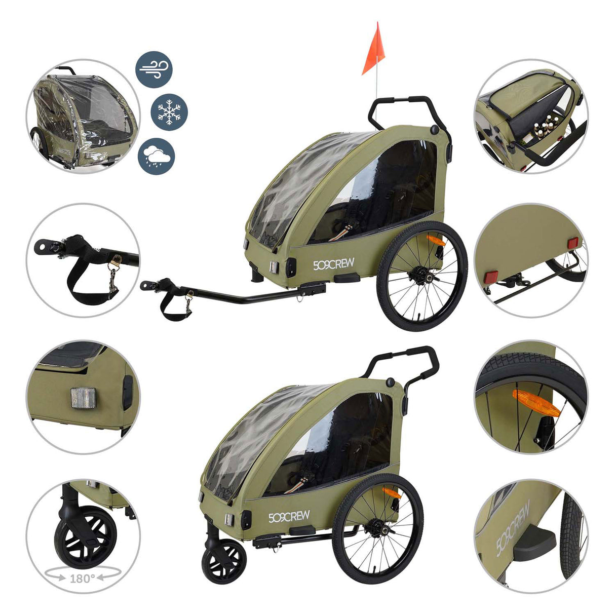 Bicycle trailer with rain cover