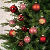 Decoris kerstballen glas mix box 12stuks rood