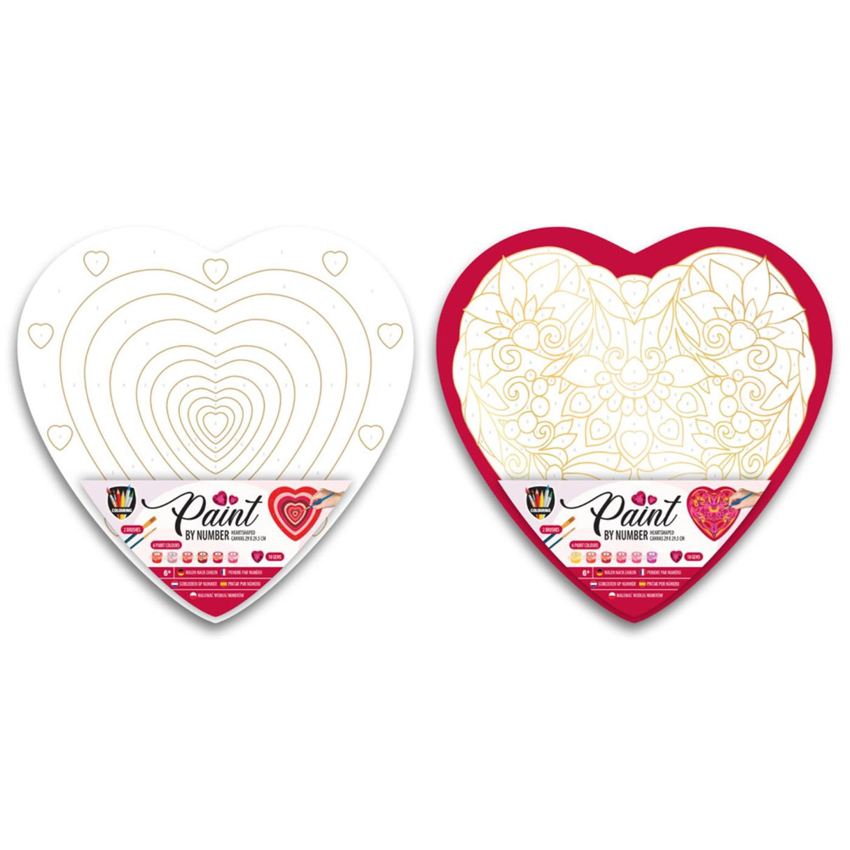 Creative craft group painting by number heart, 9 pcs.