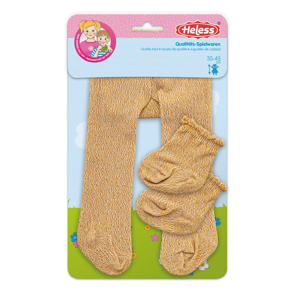 Dollsmaw med sokker - guld, 35-45 cm