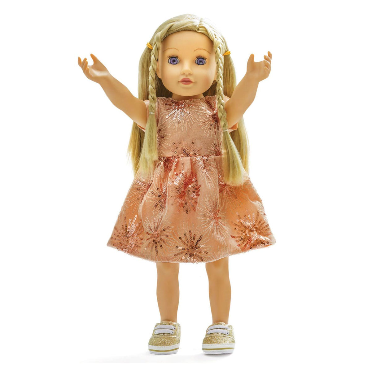 Dukker glitter kjole roseguld, 28-35 cm