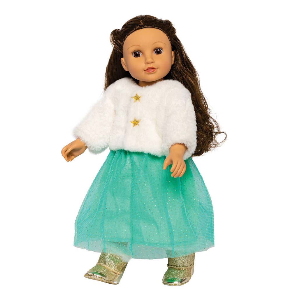 Dukke jakke plys med nederdel, 35-45 cm