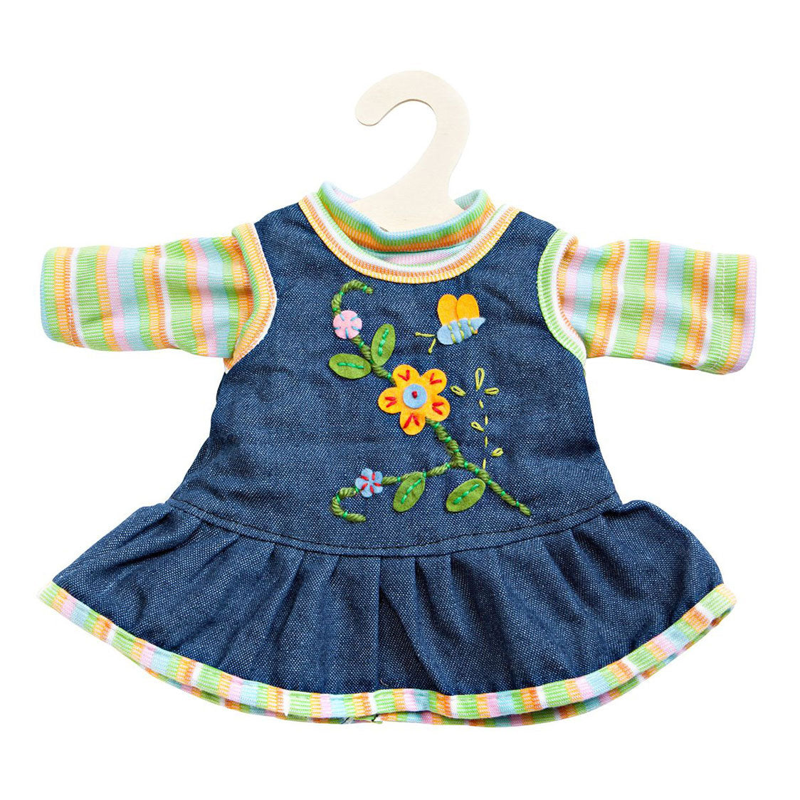Robe de poupée à la mode Heless avec t-shirt bleu, 28-35 cm