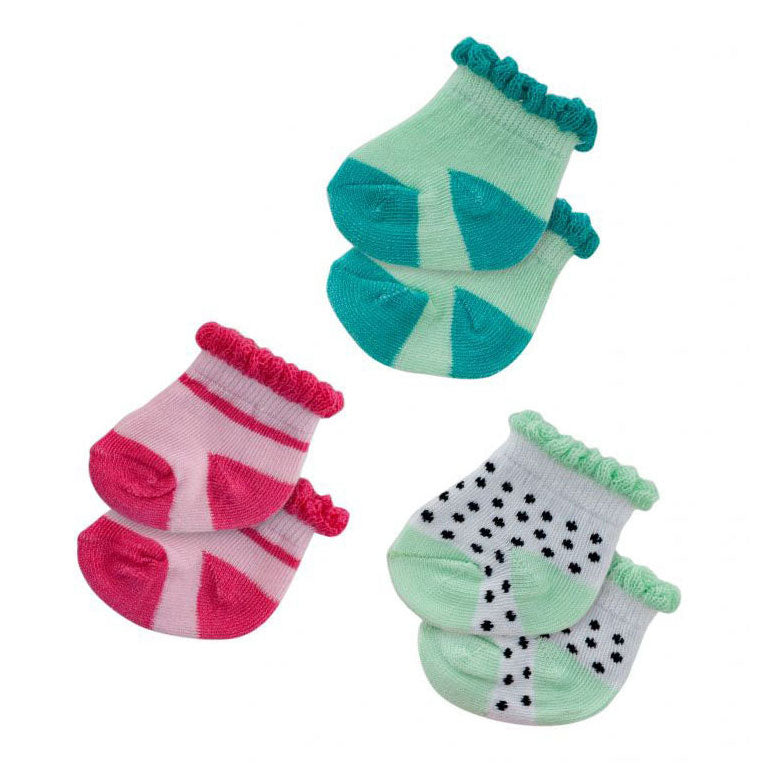 Heless doll socks dots, mint and pink - 3 pairs, 35-45 cm