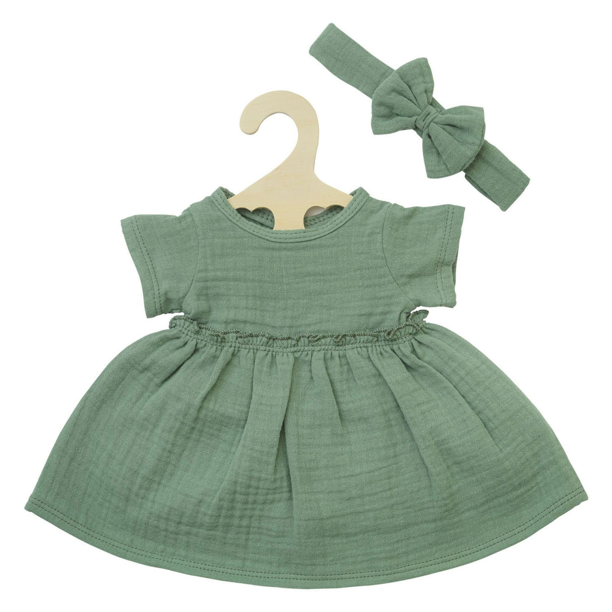 Heless doll dress green with ruffles, 28-35 cm