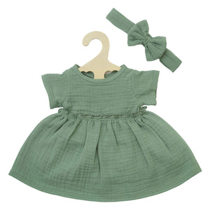 Heless doll dress green with ruffles, 28-35 cm