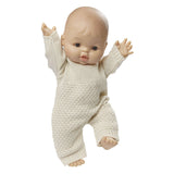 Pletený overal pre bábiky Heless ecru, 28-35 cm