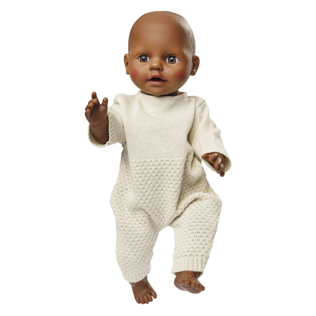Pletený overal pre bábiky Heless ecru, 28-35 cm