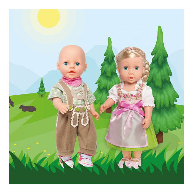Heless Doll's Clothing Lederhosen z koszulą i szalikiem, 35-45 cm