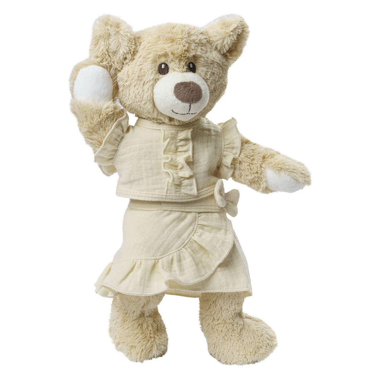 Helz léisst Popp wéckelen Rock Ecru mat Rüschen, 35-45 cm