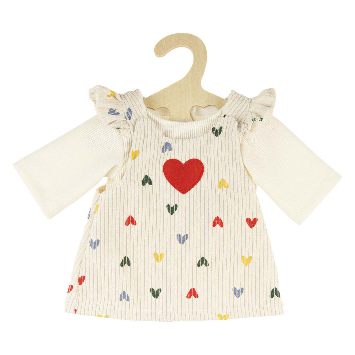 Abito in velluto a coste per bambole Heless con coriandoli a cuore, 28-35 cm