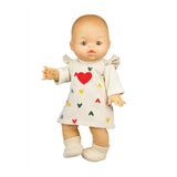 Heless poppen ribfluwelen jurk hartjesconfetti, 35-45 cm