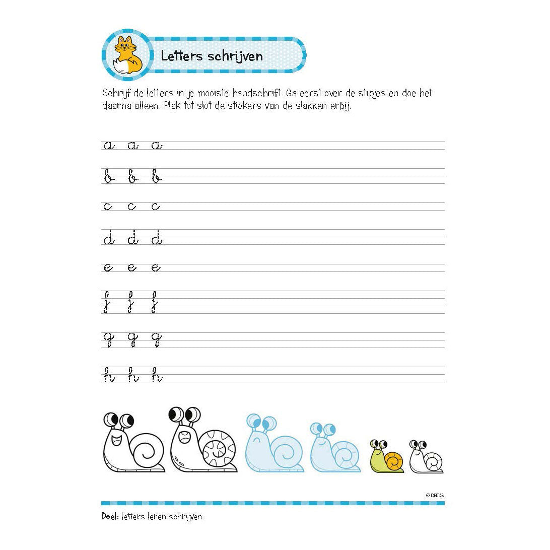 DelTas Übung Buch mat Sticker - léif Schreiwen Übungen (6-7 Joer)
