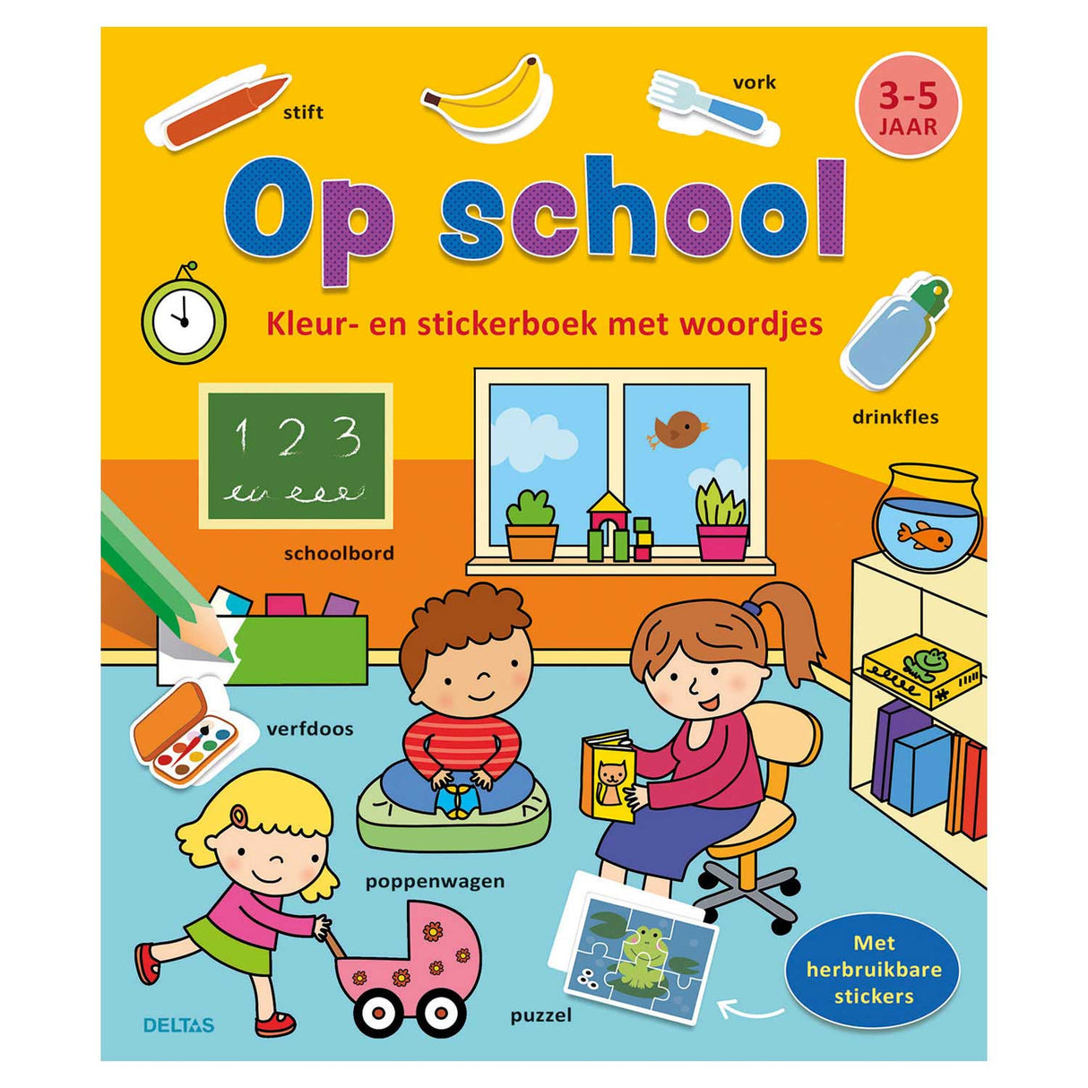 Deltas Faarf a Sticker Buch mat Wierder - an der Schoul