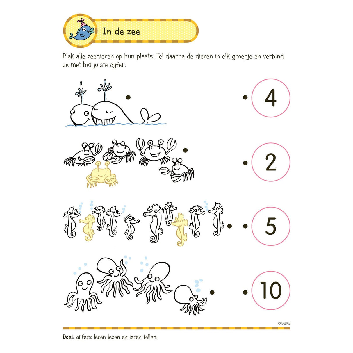Deltas vadite zabavno z nalepkami - pisanje, branje, štetje (5-6 let)