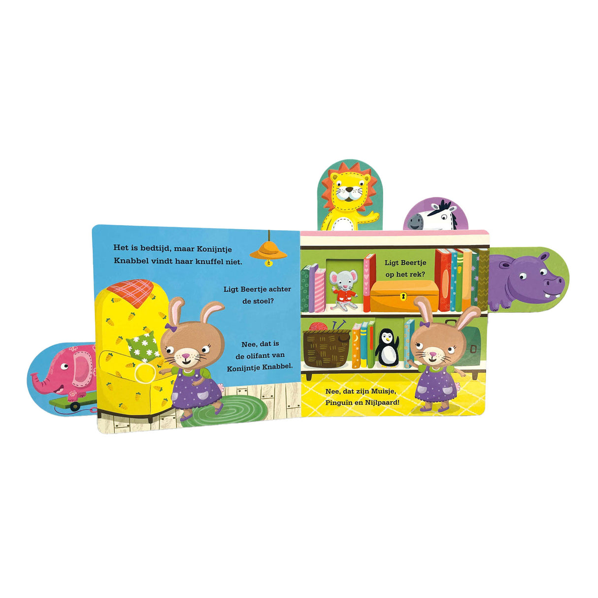 Deltas Konijntje Knabbel is looking for her hug cardboard book