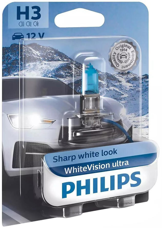 Philips headlamp whitevision ultra whitevision ultra 12v h3 12v