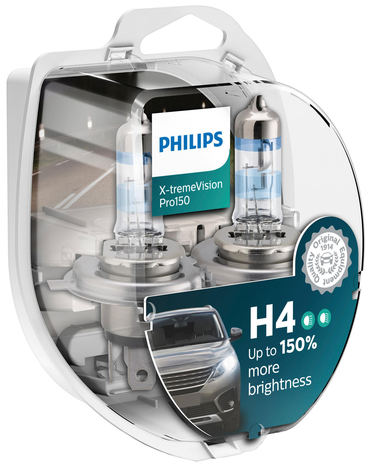 Hoofdlamp "x-tremevision pro 150" van philips lamp h4 12v kit philips xtreme vis.pro150