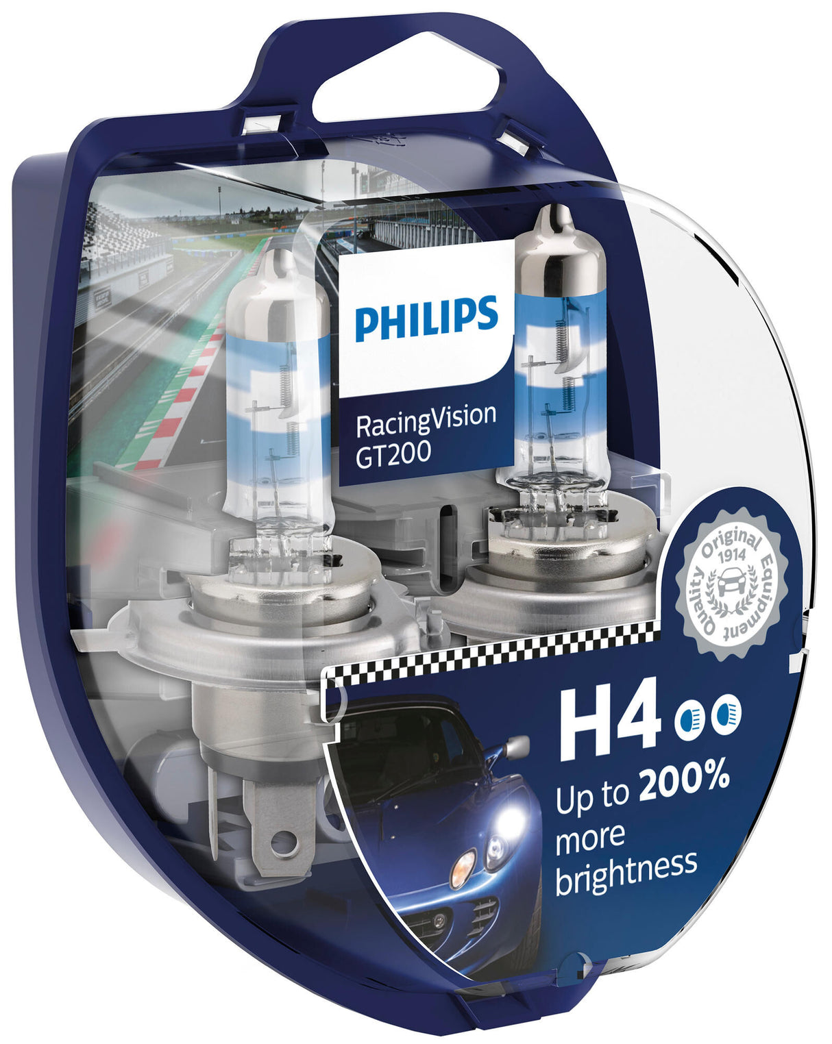 Philips hoofdlamp racingvision gt200 van lamp h4 12v kit racing vis. gt200