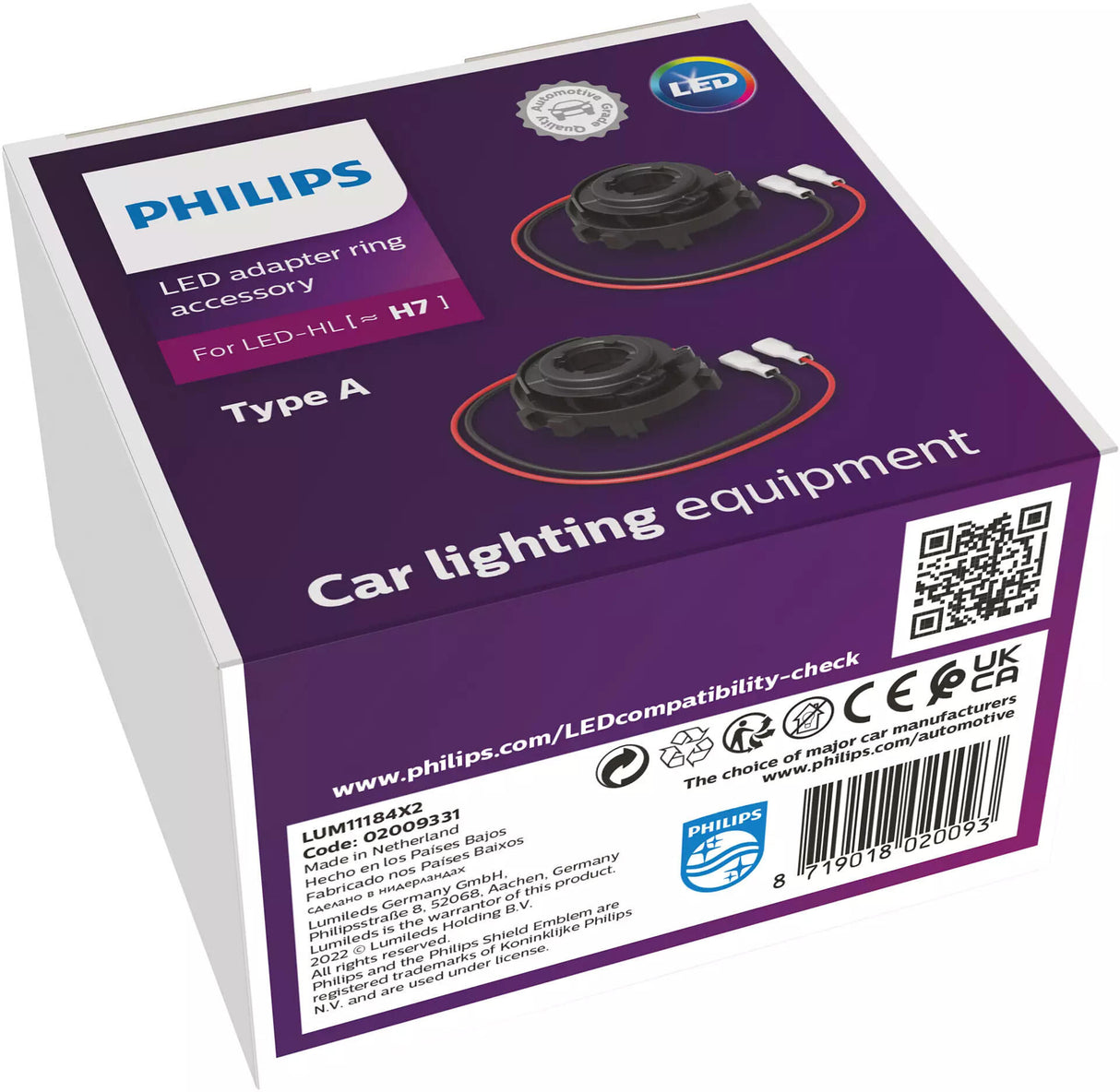 Philips adapter "ultinon pro6000 adapter ring led h7 type philips 11184x2