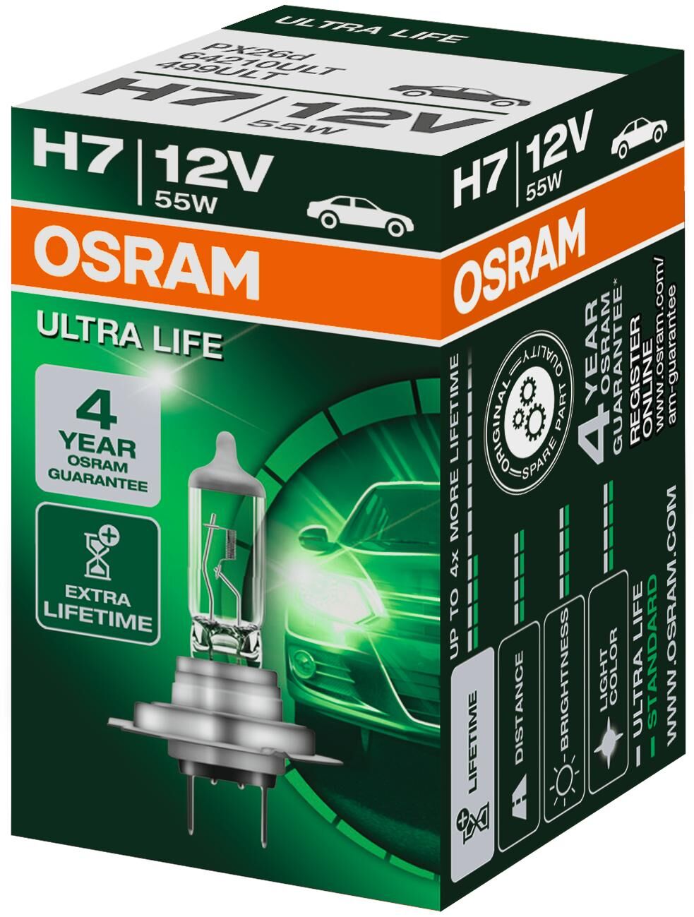 Osram headlamp ultra life hal.lamp h7ll 12v 55w