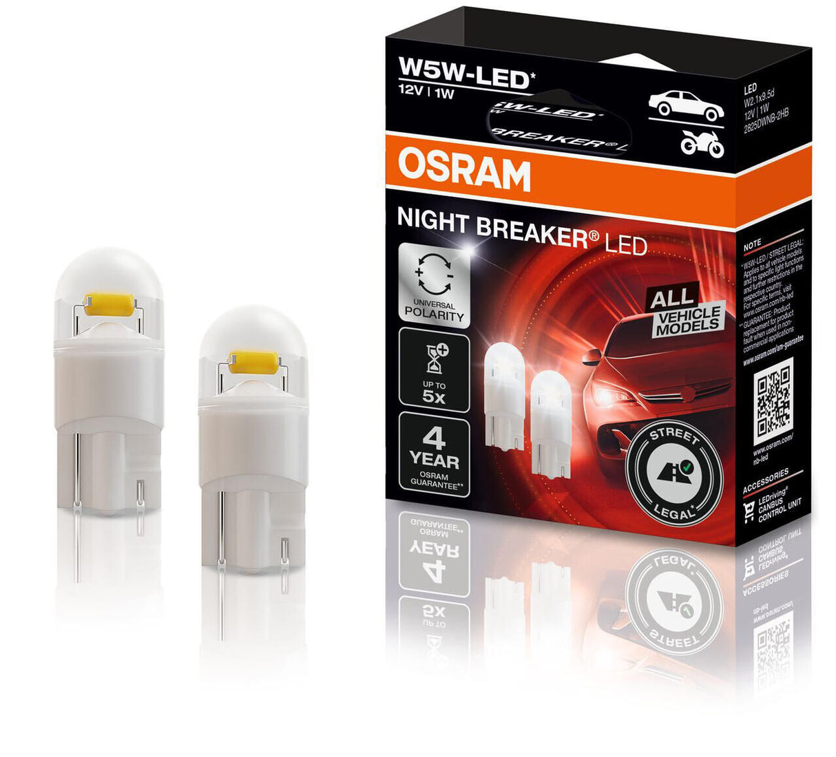 Osram hoofdverlichting night breaker led w5w lamp w5w led 12v1w night breaker