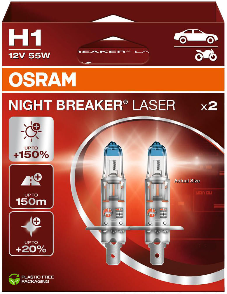 Osram headlamp night breaker laser night breaker laser h1 set pair