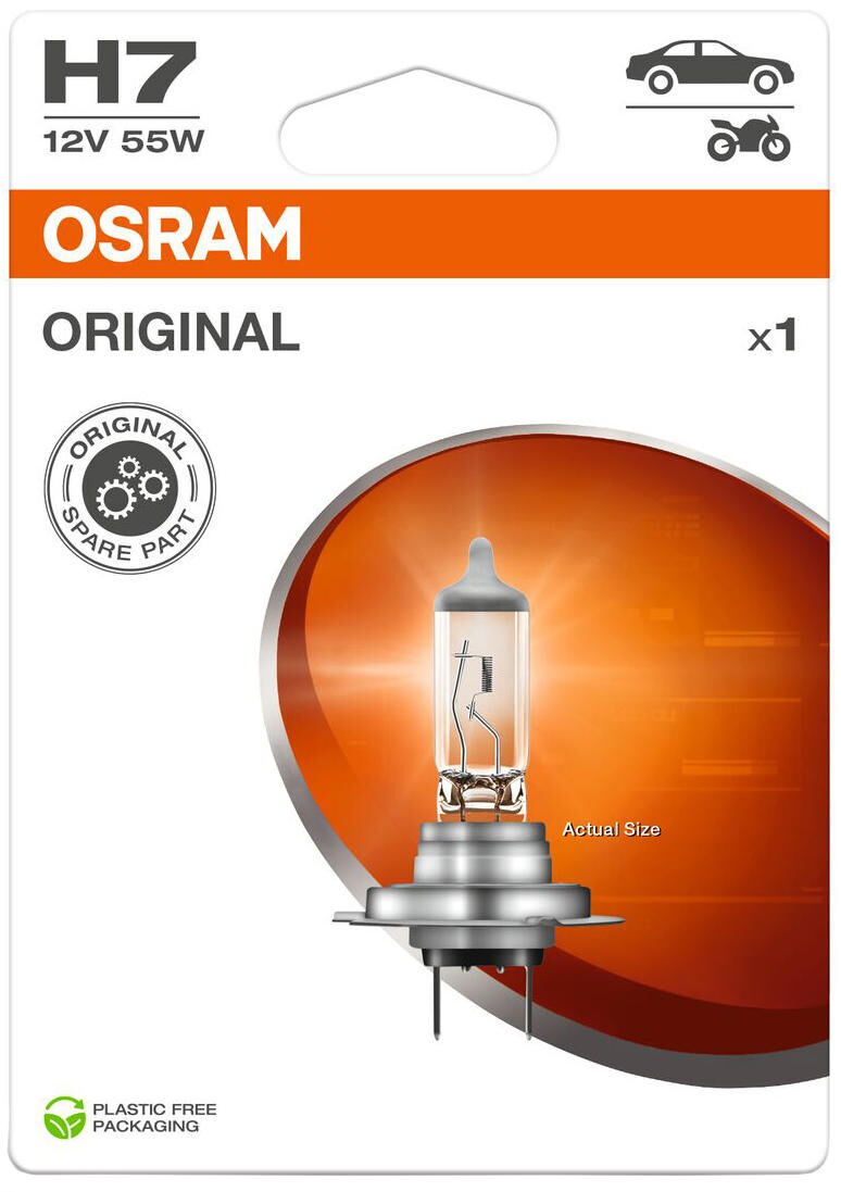 Lampada frontale Osram linea originale hall.lamp h7 12v 55w sb base px 26 d