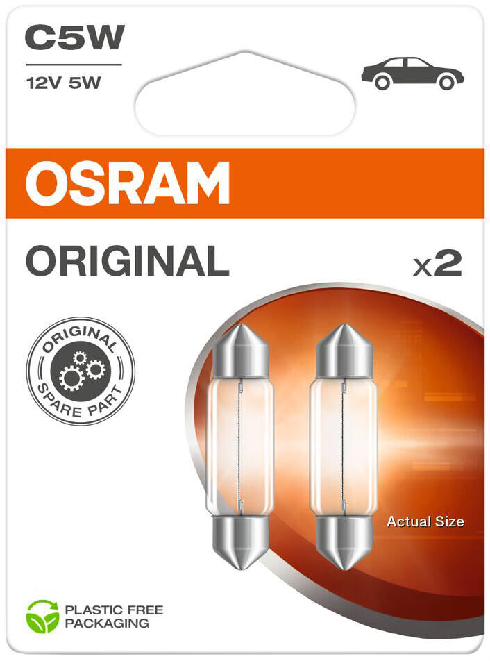 Osram pendullampe soff.lampe 12v 5w 2stk.sb base sv 8,5-8