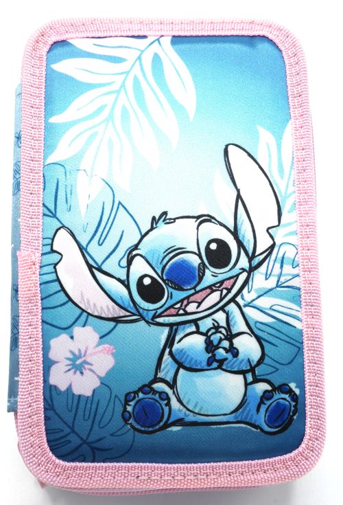 Jim Jam Disney Stitch Filled Pencil Case with 3 Compartments