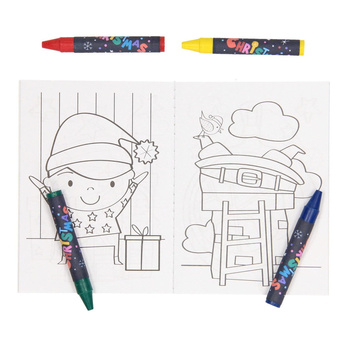 SET TREAD: Omalovánky, Wax Crayons Stiecker Sheet - Vánoce