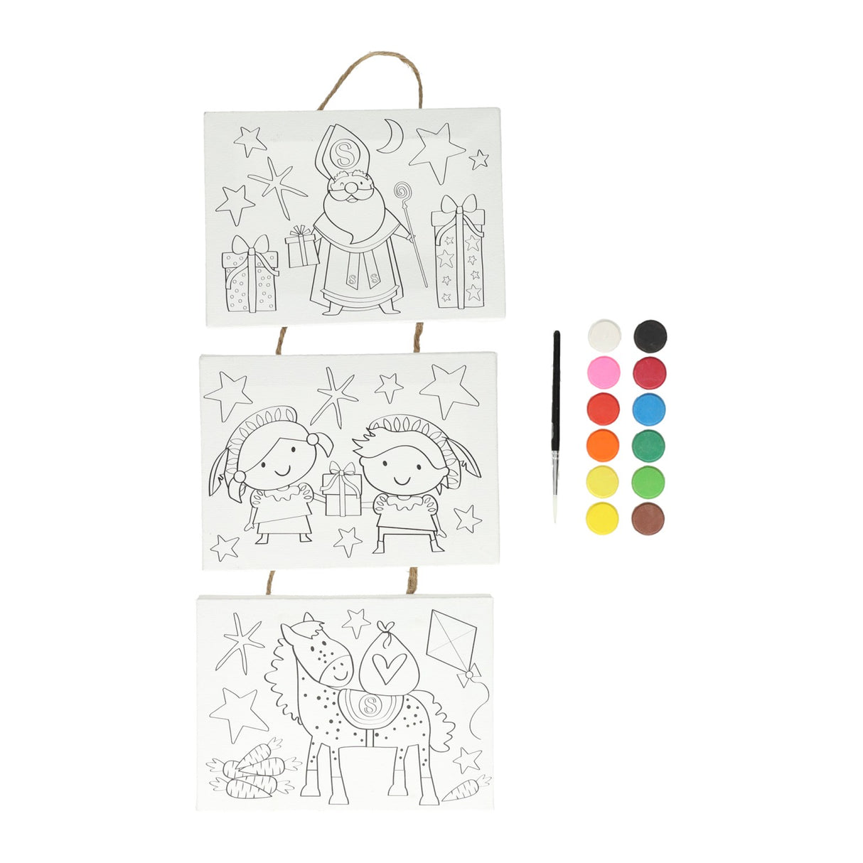 Canvas Collage Sinterklaas paint set, 3st.
