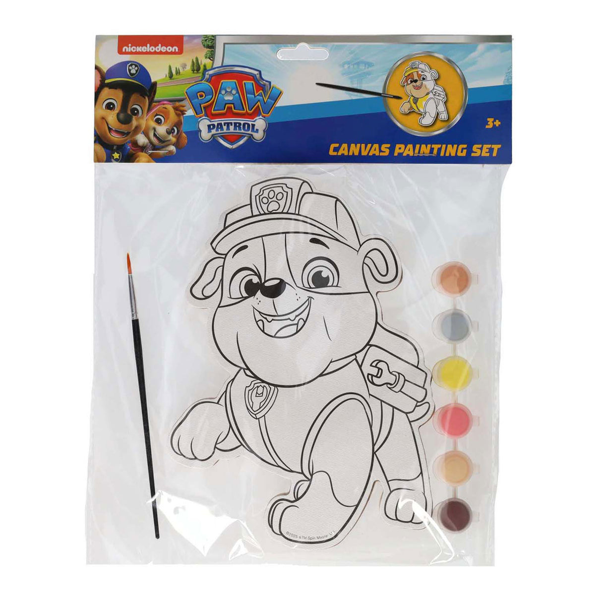 Wins holland canvas schilderen paw patrol - rubble - incl penseel en 6 kleuren verf