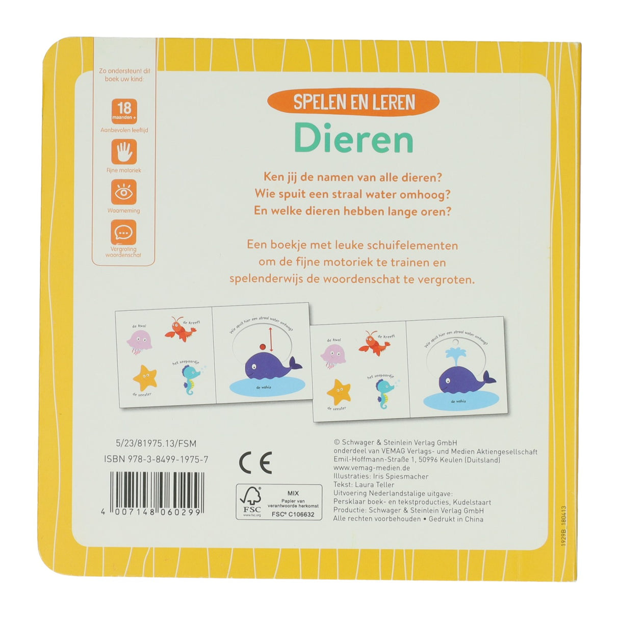 Wins holland kartonnen schuifboekje - spelen en leren dieren