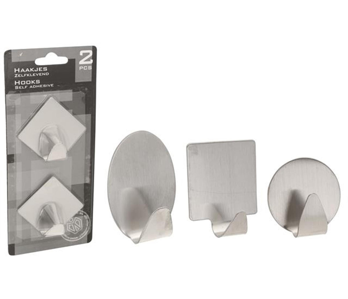 Storage solutions self-adhesive hooks stainless steel 2 pieces