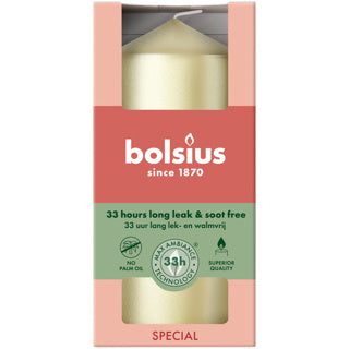 Bolsius stompkaars 120 58 metallic white silver